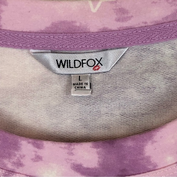 Wildfox Purple Tie Dye Star Easy Does It Pullover Sweatshirt Loungewear Large - Picture 4 of 10